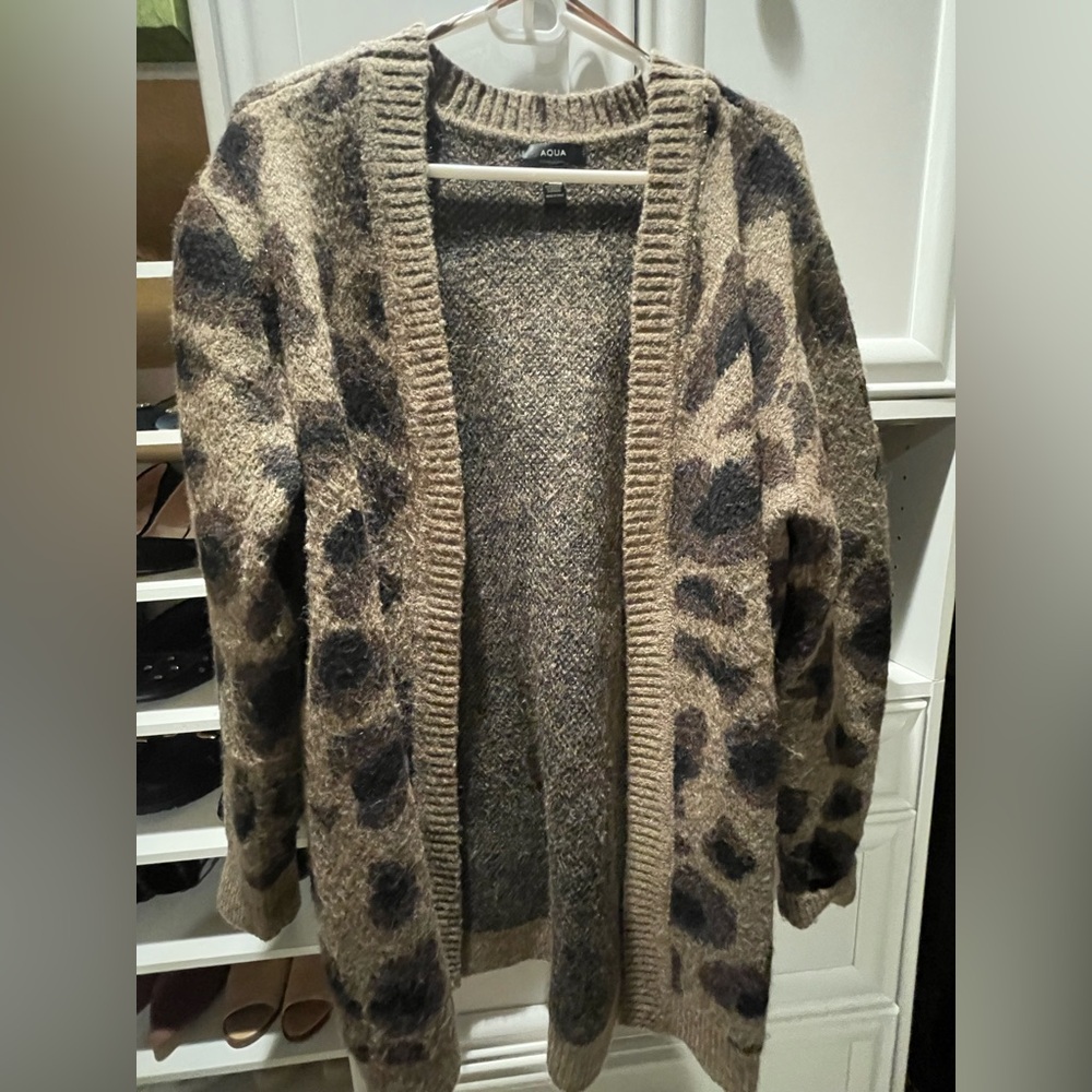 Aqua cardigan from Bloomingdales. Soft, perfect style. Great neutral colors.